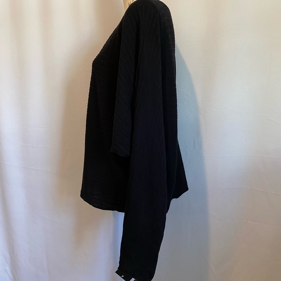 BCBG Black Ribbed Long Sleeve Top - Picture 2 of 10